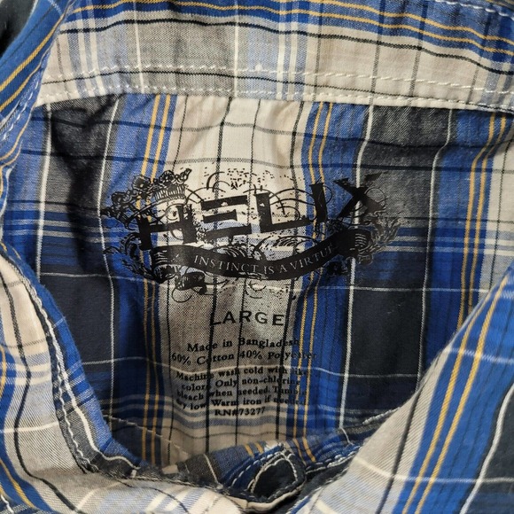 Helix Shirt Boys Large Blue Plaid Pearl Snap‎ Button Up Western Rodeo Cowboy - Picture 2 of 9